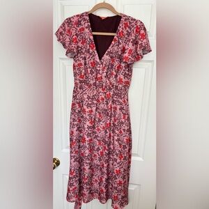 Floral Midi Belted Dress EUC